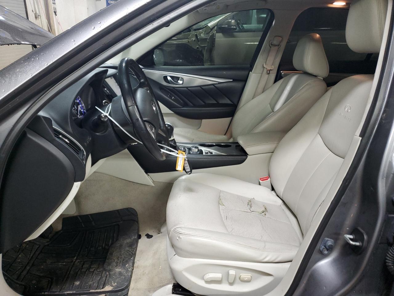 2014 Infiniti Q50 VIN JN1BV7AR6EM687794 Copart auction photo, front end / side damage thumbnail 7