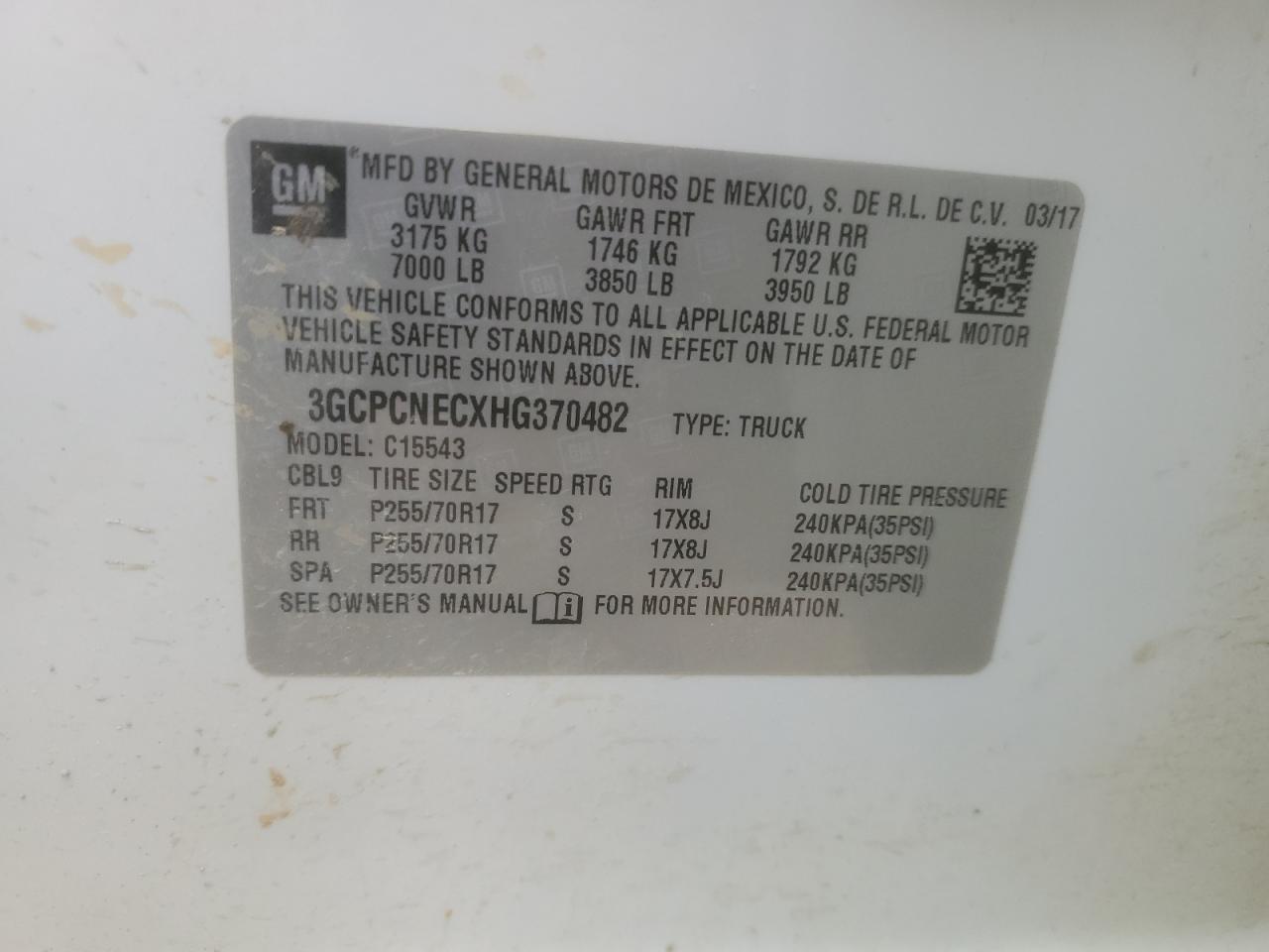 2017 Chevrolet Silverado VIN 3GCPCNECXHG370482 Copart auction photo, minor dent/scratches / normal wear damage thumbnail 12