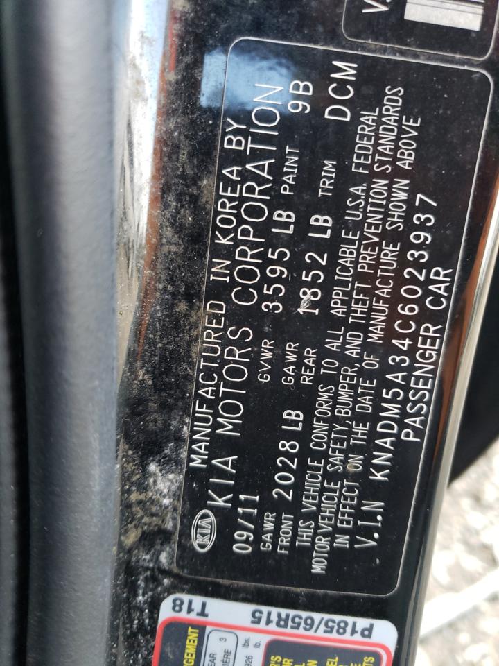 2012 KIA Rio VIN KNADM5A34C6023937 Copart auction photo, side damage thumbnail 14