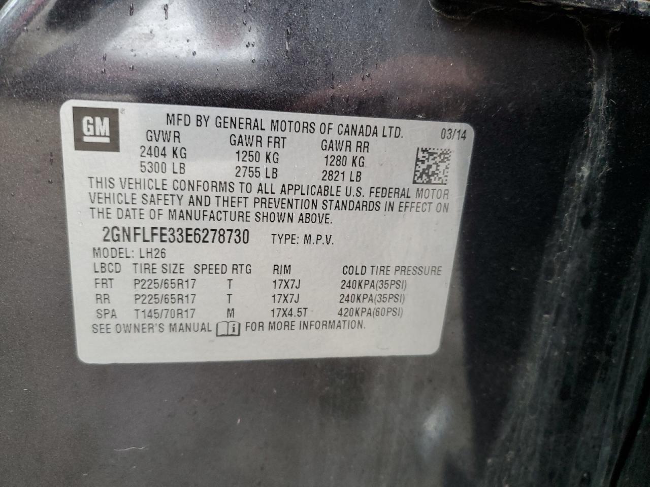 2014 Chevrolet Equinox VIN 2GNFLFE33E6278730 Copart auction photo, rear end / side damage thumbnail 15