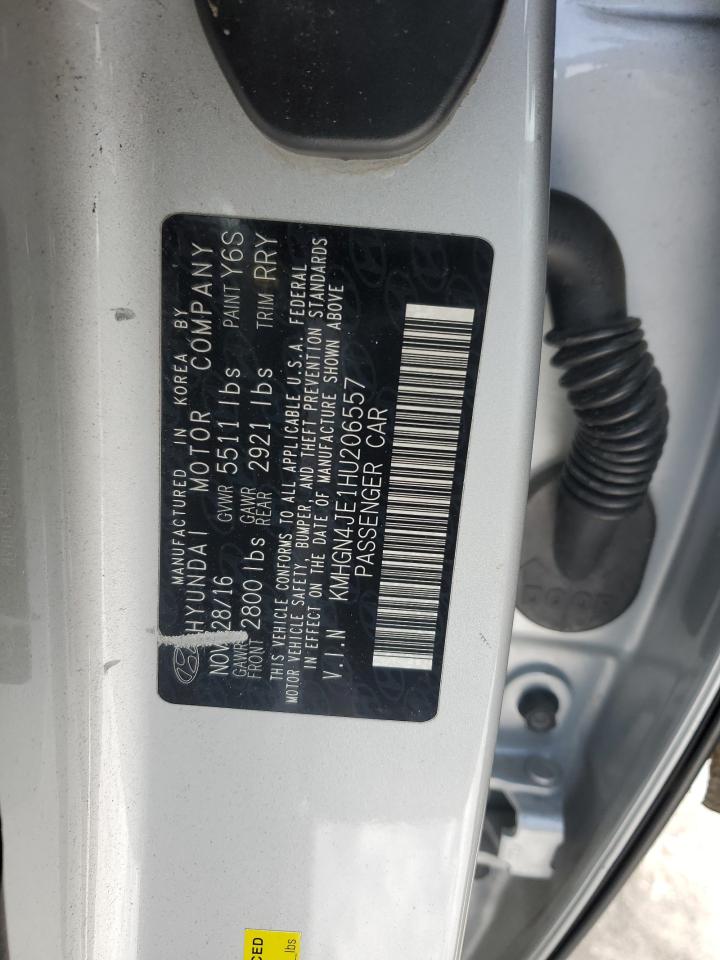 2017 Genesis G80 VIN KMHGN4JE1HU206557 Copart auction photo, front end damage thumbnail 12