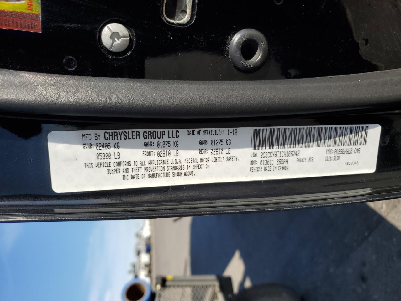 2012 Dodge Challenger VIN 2C3CDYBT1CH186742 Copart auction photo, front end damage thumbnail 15