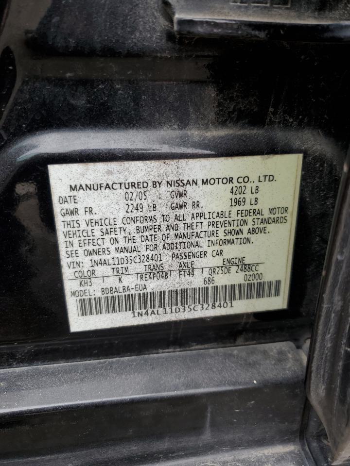 2005 Nissan Altima VIN 1N4AL11D35C328401 Copart auction photo, front end / minor dent/scratches damage thumbnail 12
