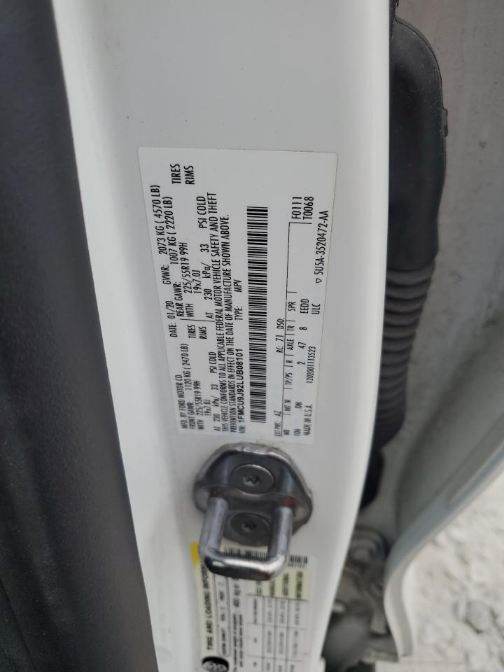 2020 Ford Escape VIN 1FMCU9J92LUB08101 Copart auction photo, front end damage thumbnail 13