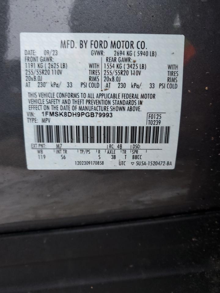 2023 Ford Explorer VIN 1FMSK8DH9PGB79993 Copart auction photo, all over / mechanical damage thumbnail 15