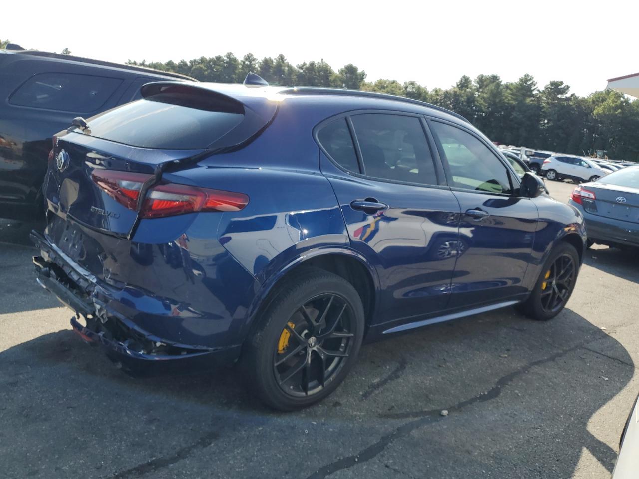 2021 Alfa Romeo Stelvio VIN ZASPAKBN3M7D09515 Copart auction photo, rear end damage thumbnail 3