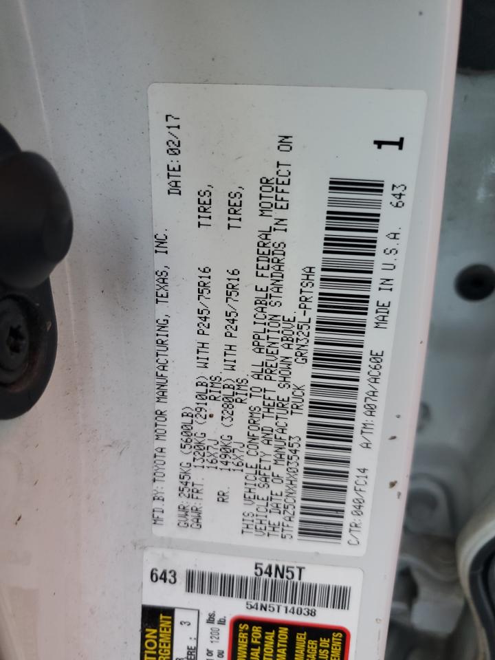 2017 Toyota Tacoma VIN 5TFAZ5CNXHX035453 Copart auction photo, front end damage thumbnail 12