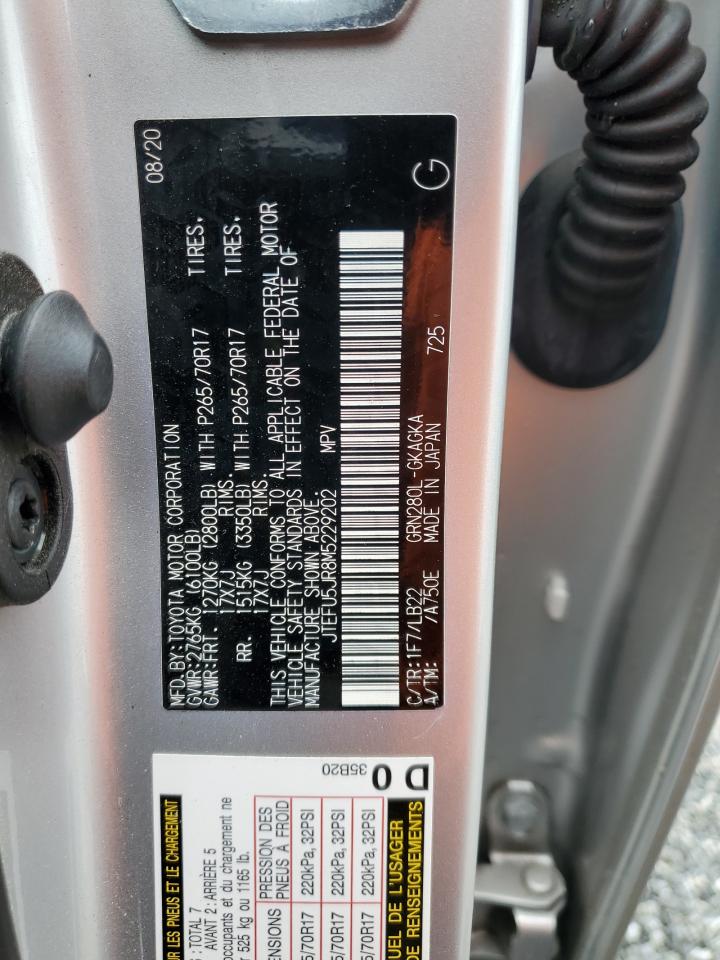 2021 Toyota 4Runner VIN JTEFU5JR8M5229202 Copart auction photo, front end damage thumbnail 13