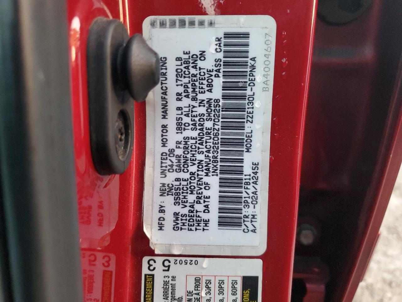 2006 Toyota Corolla VIN 1NXBR32E06Z702258 Copart auction photo, front end damage thumbnail 13