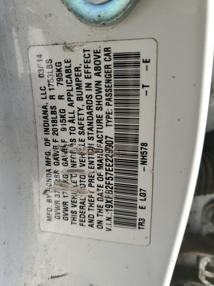 2014 Honda Civic VIN 19XFB2F57EE229907 Copart auction photo, front end damage thumbnail 12