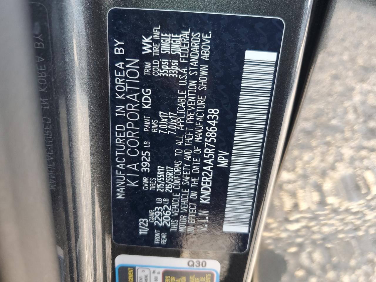 2024 KIA Seltos VIN KNDER2AA5R7586438 Copart auction photo, front end damage thumbnail 15