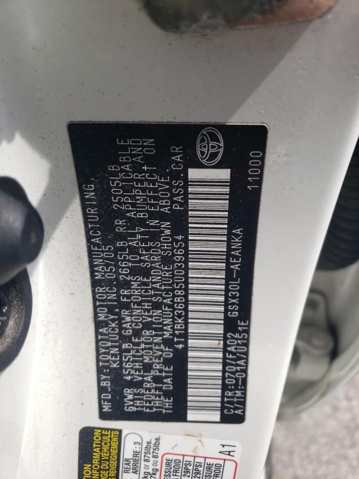 2005 Toyota Avalon VIN 4T1BK36B85U039654 Copart auction photo, rear end / hail damage thumbnail 12