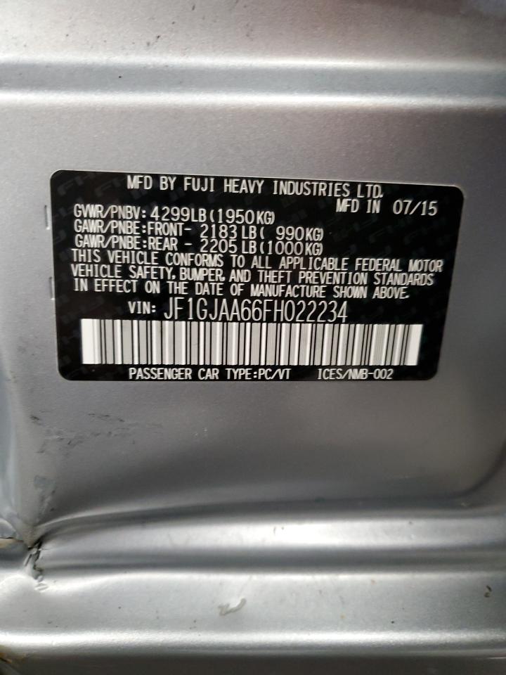 2015 Subaru Impreza VIN JF1GJAA66FH022234 Copart auction photo, burn / all over damage thumbnail 13