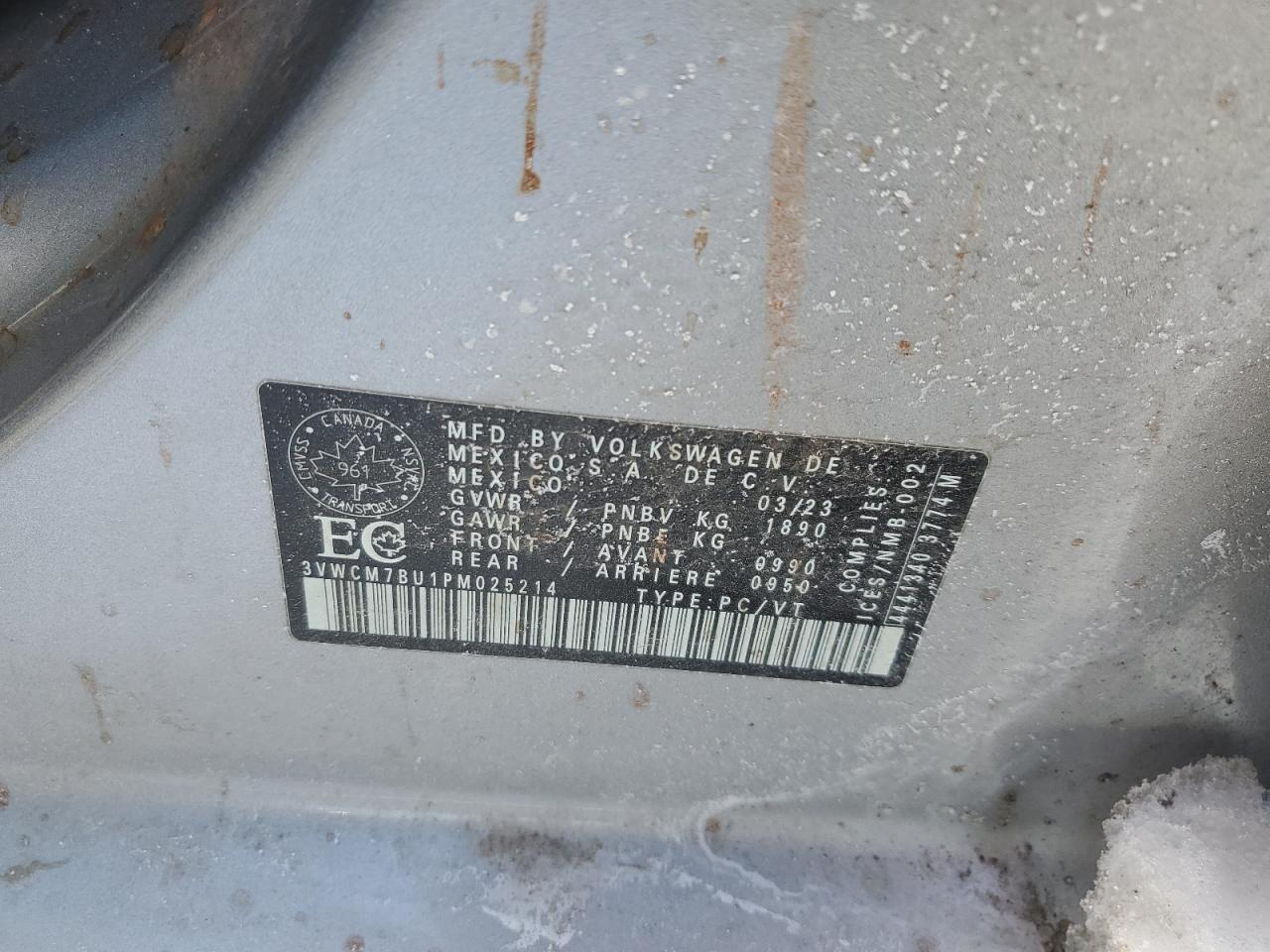 2023 Volkswagen Jetta VIN 3VWCM7BU1PM025214 Copart auction photo, front end / rear end damage thumbnail 12