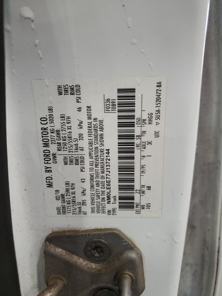 2018 Ford Transit VIN NM0LE6E77J1372144 Copart auction photo, front end / side damage thumbnail 13