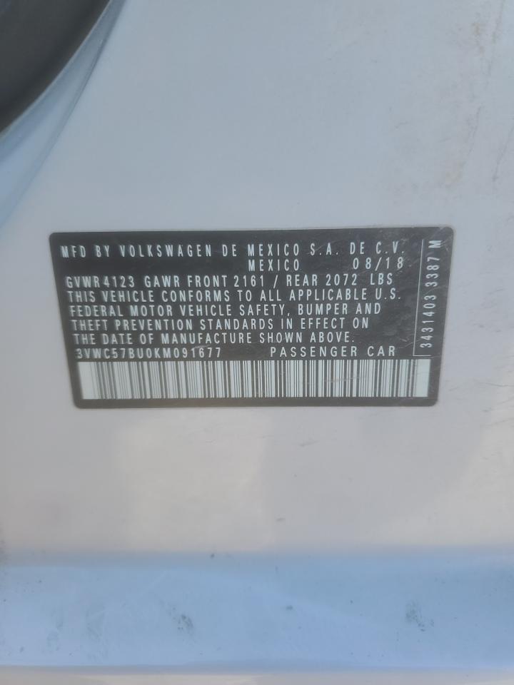 2019 Volkswagen Jetta VIN 3VWC57BU0KM091677 Copart auction photo, front end damage thumbnail 14