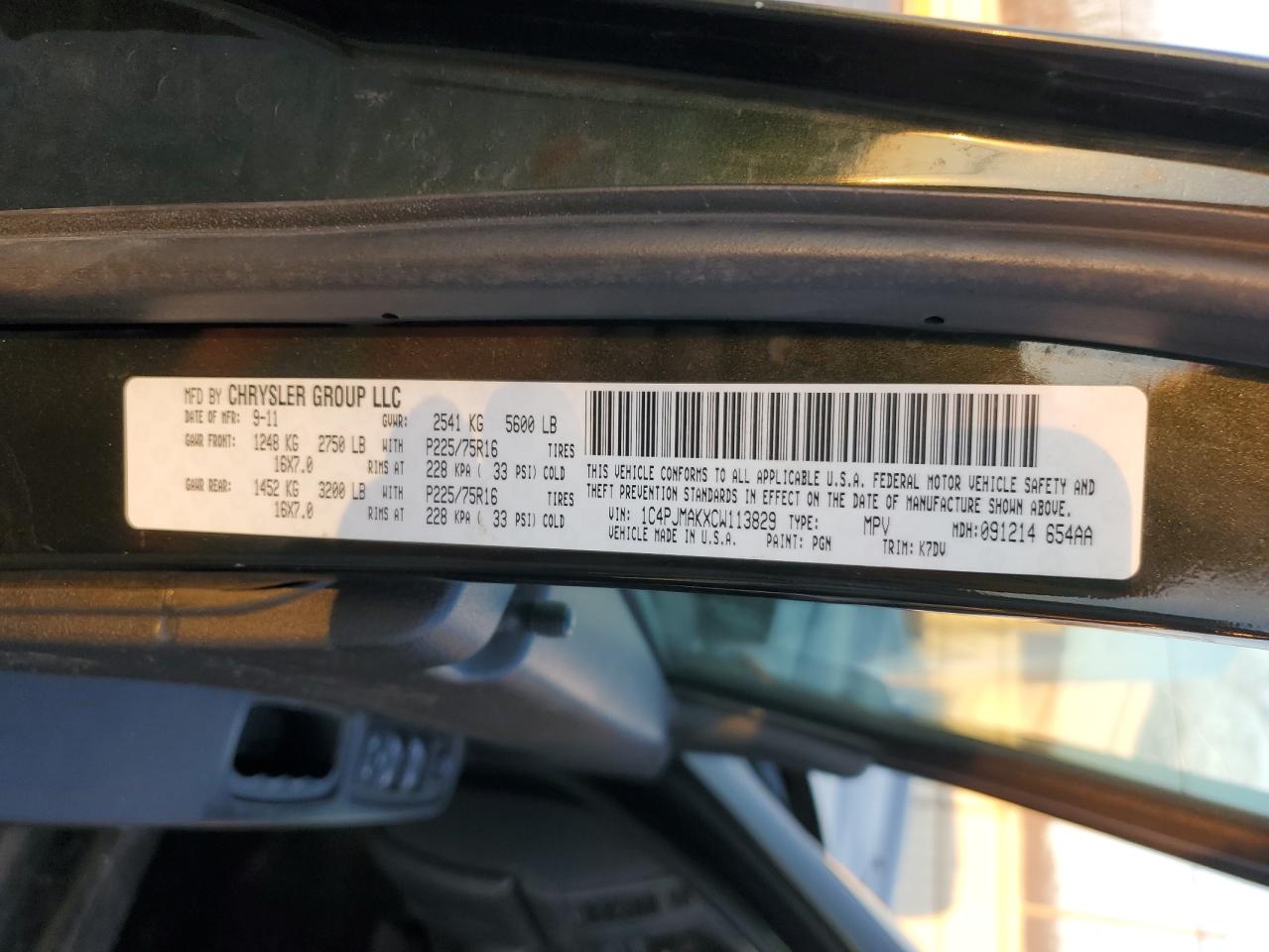 2012 Jeep Liberty (North America) VIN 1C4PJMAKXCW113829 Copart auction photo, front end / side damage thumbnail 14