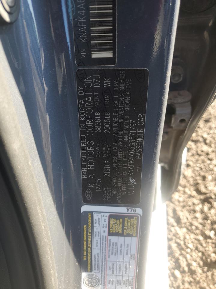 2016 KIA Forte VIN KNAFK4A65G5571797 Copart auction photo, side / rear end damage thumbnail 14