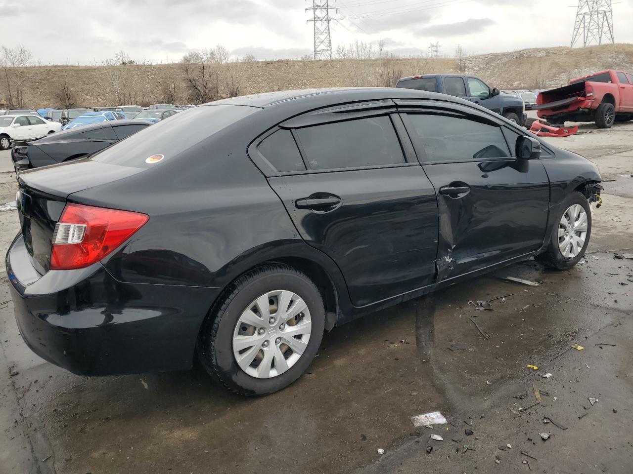 2012 Honda Civic VIN 2HGFB2F58CH604853 Copart auction photo, side damage thumbnail 3