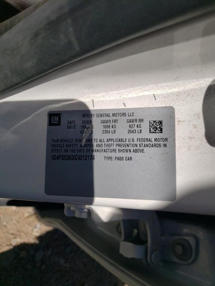 2012 Buick Verano VIN 1G4PS5SKXC4212174 Copart auction photo, front end / side damage thumbnail 10