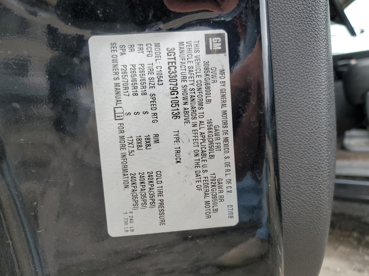 2009 GMC Sierra VIN 3GTEC33079G105136 Copart auction photo, front end damage thumbnail 15