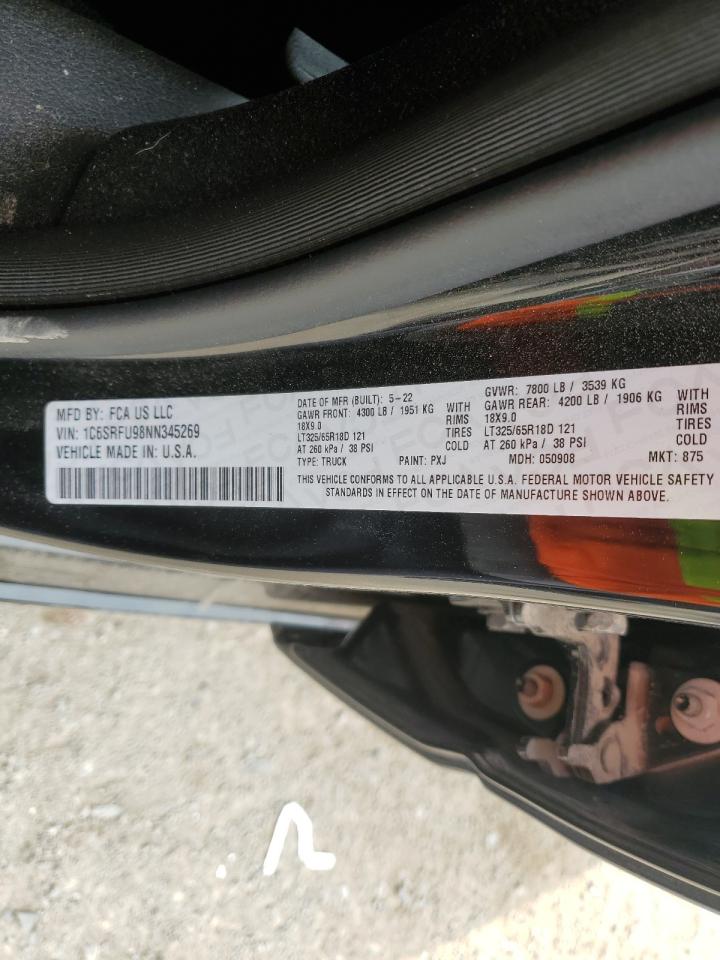 2022 RAM 1500 VIN 1C6SRFU98NN345269 Copart auction photo, minor dent/scratches damage thumbnail 12