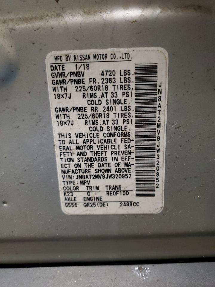 2018 Nissan Rogue VIN JN8AT2MV9JW320952 Copart auction photo, front end damage thumbnail 16