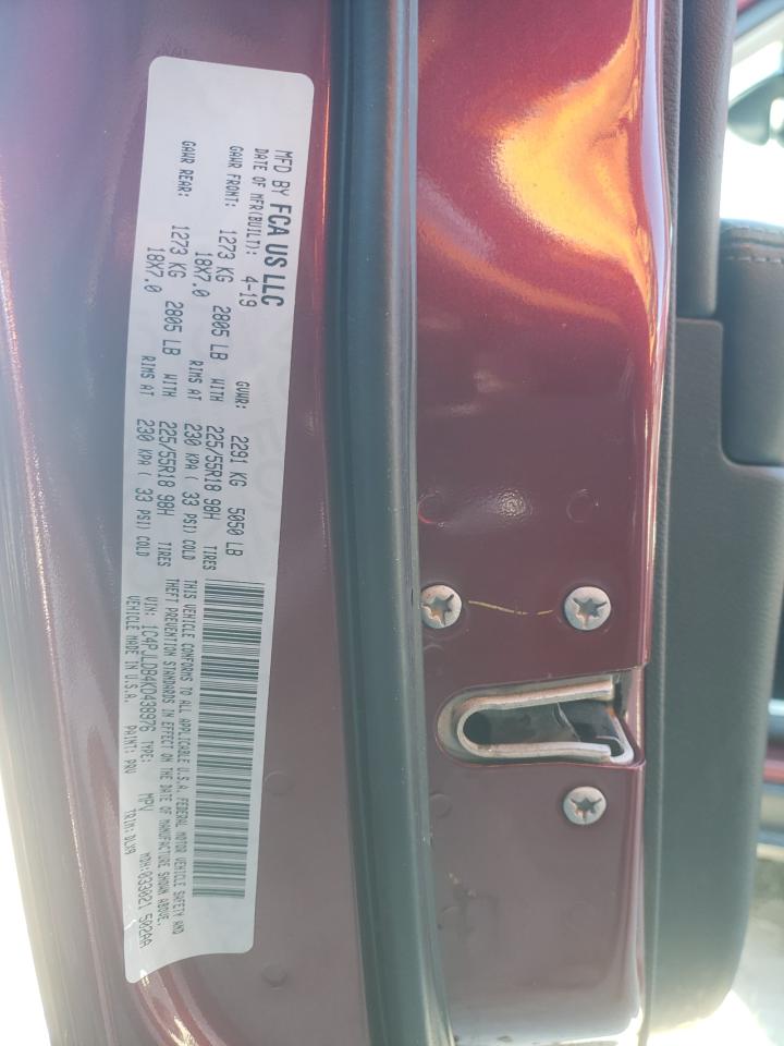 2019 Jeep Grand Cherokee VIN 1C4PJLDB4KD438976 Copart auction photo, rear end / side damage thumbnail 13