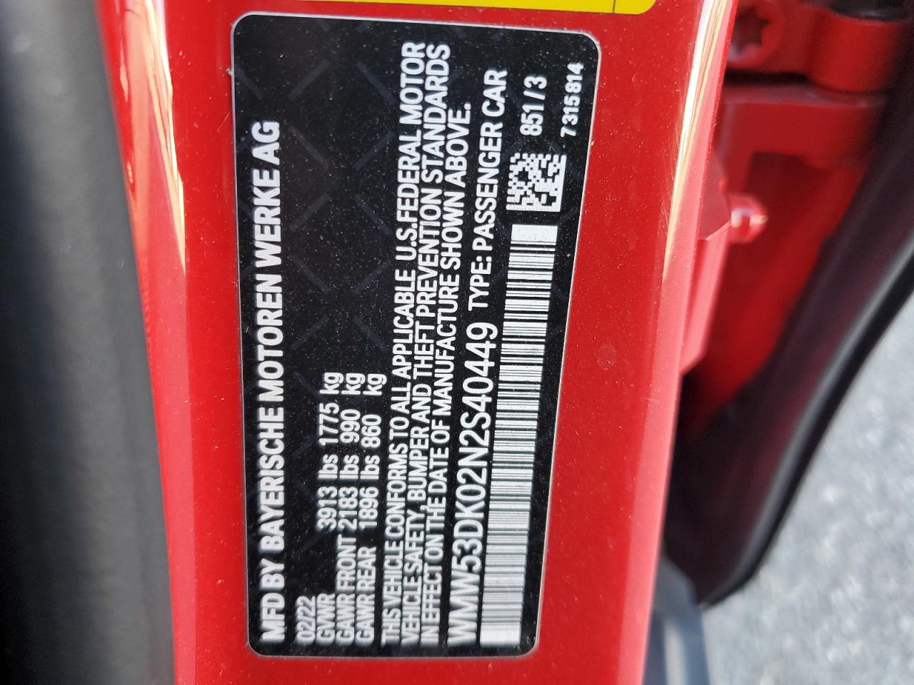2022 MINI Cooper VIN WMW53DK02N2S40449 Copart auction photo, side / rear end damage thumbnail 12