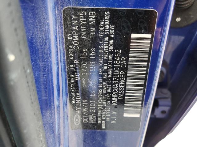 2020 Hyundai Venue VIN KMHRC8A37LU018462 Copart auction photo, rear end / front end damage thumbnail 12