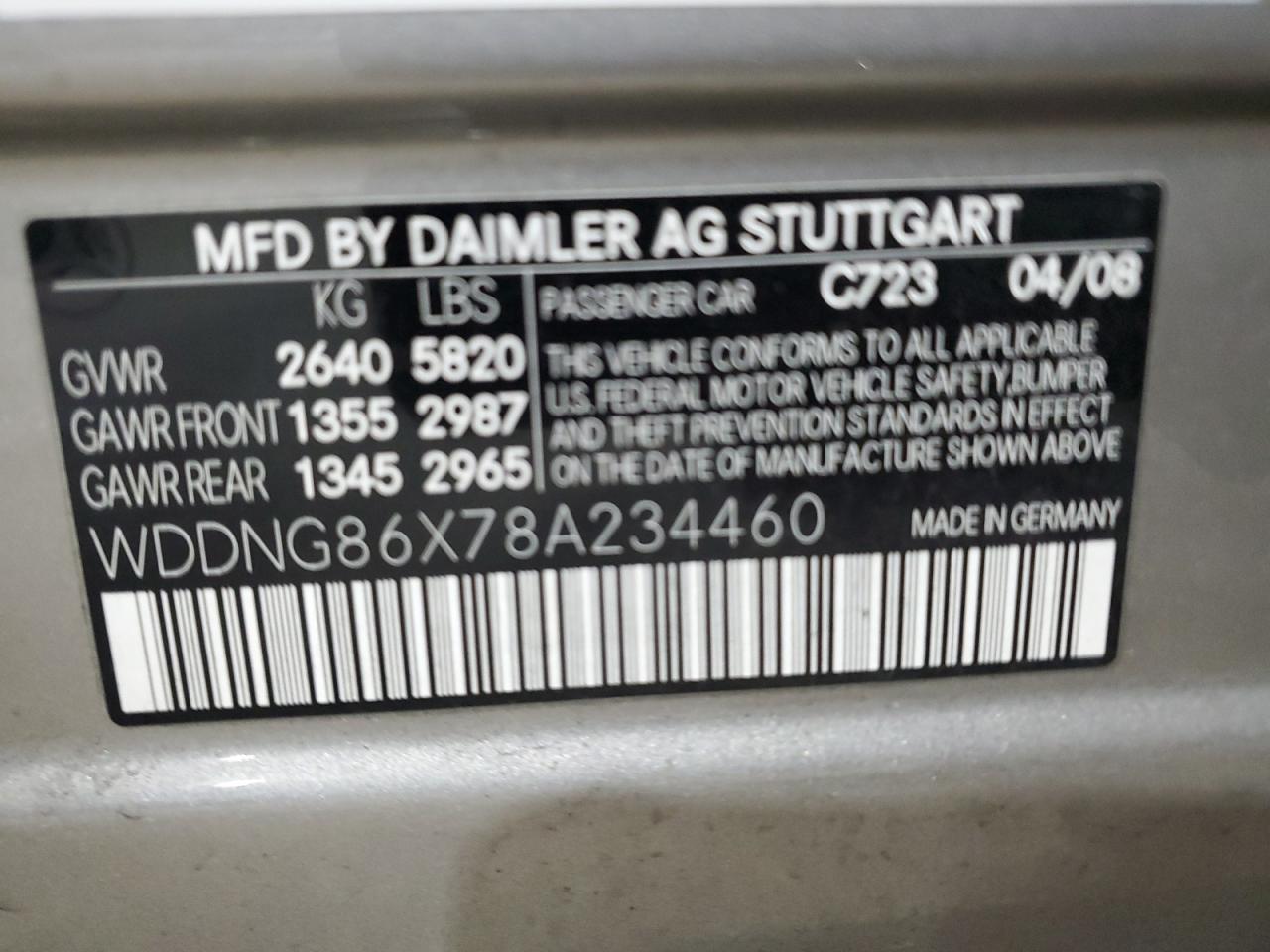 2008 Mercedes-Benz S-klasse VIN WDDNG86X78A234460 Copart auction photo, rear end damage thumbnail 12