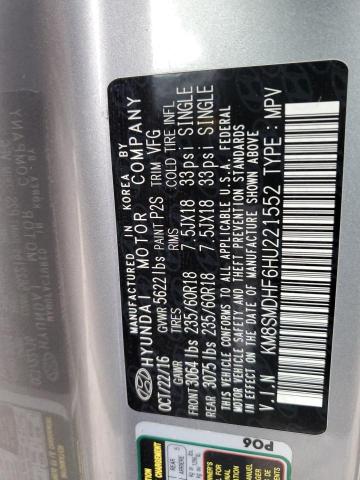 2017 Hyundai Santa Fe VIN KM8SMDHF6HU221552 Copart auction photo, mechanical damage thumbnail 12