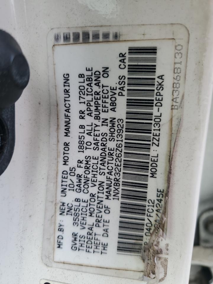 2006 Toyota Corolla VIN 1NXBR32E26Z613923 Copart auction photo, minor dent/scratches damage thumbnail 12