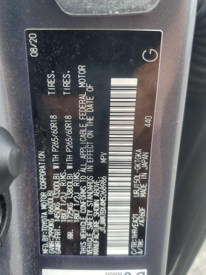 2021 Lexus GX VIN JTJAM7BX4M5268986 Copart auction photo, side / minor dent/scratches damage thumbnail 12