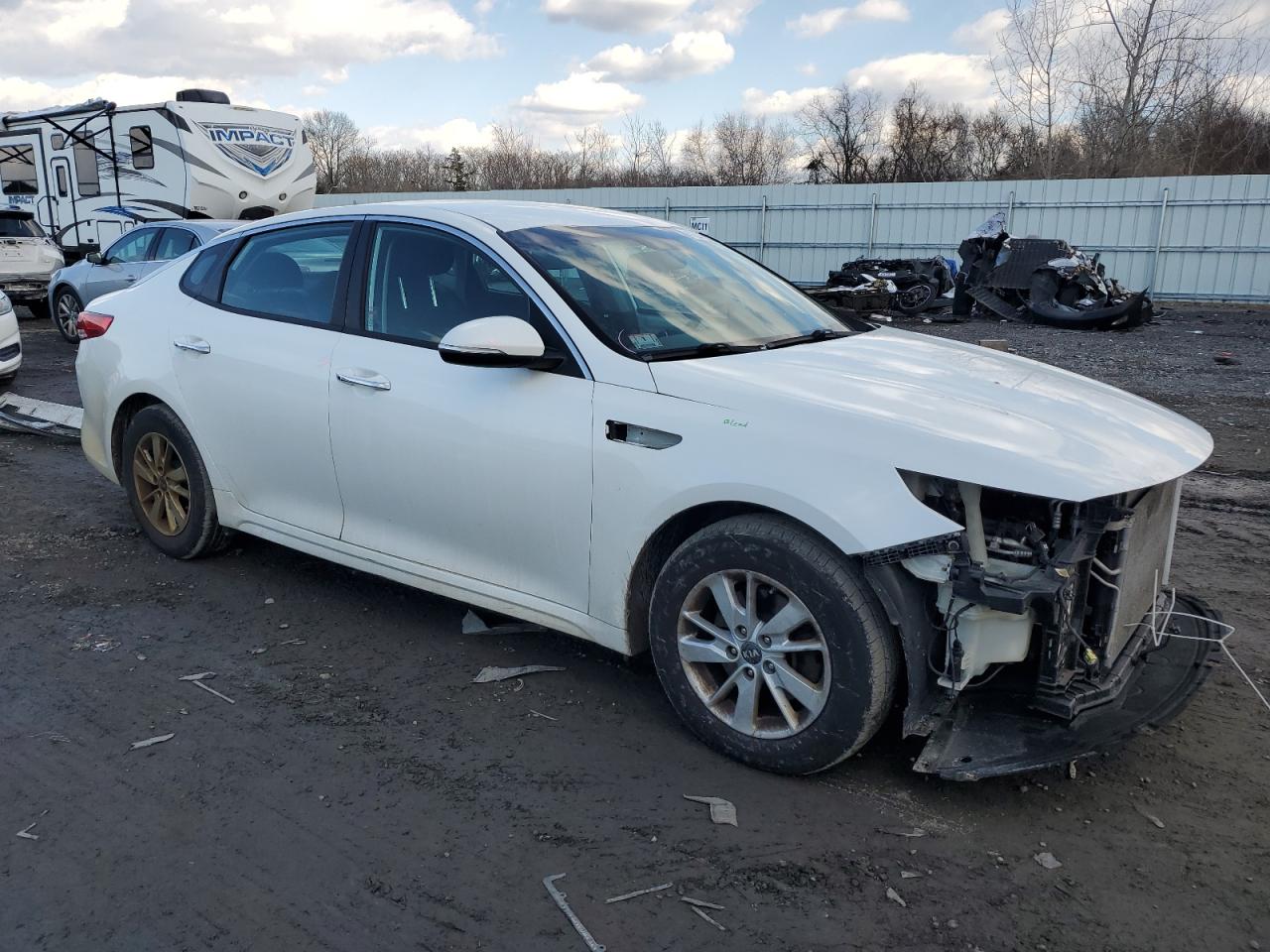 2016 KIA Optima VIN KNAGT4L31G5099361 Copart auction photo, front end / side damage thumbnail 4