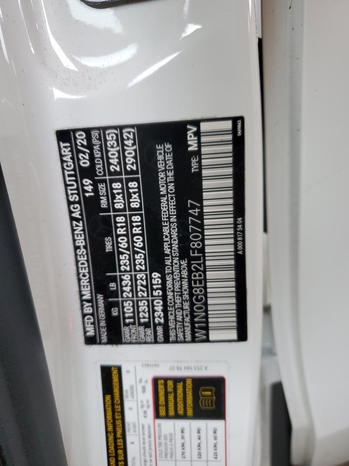 2020 Mercedes-Benz GLC VIN W1N0G8EB2LF807747 Copart auction photo, front end / side damage thumbnail 13