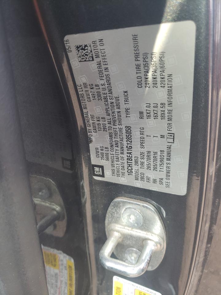 2016 Chevrolet Colorado VIN 1GCHTBEA1G1285058 Copart auction photo, rear end / minor dent/scratches damage thumbnail 12