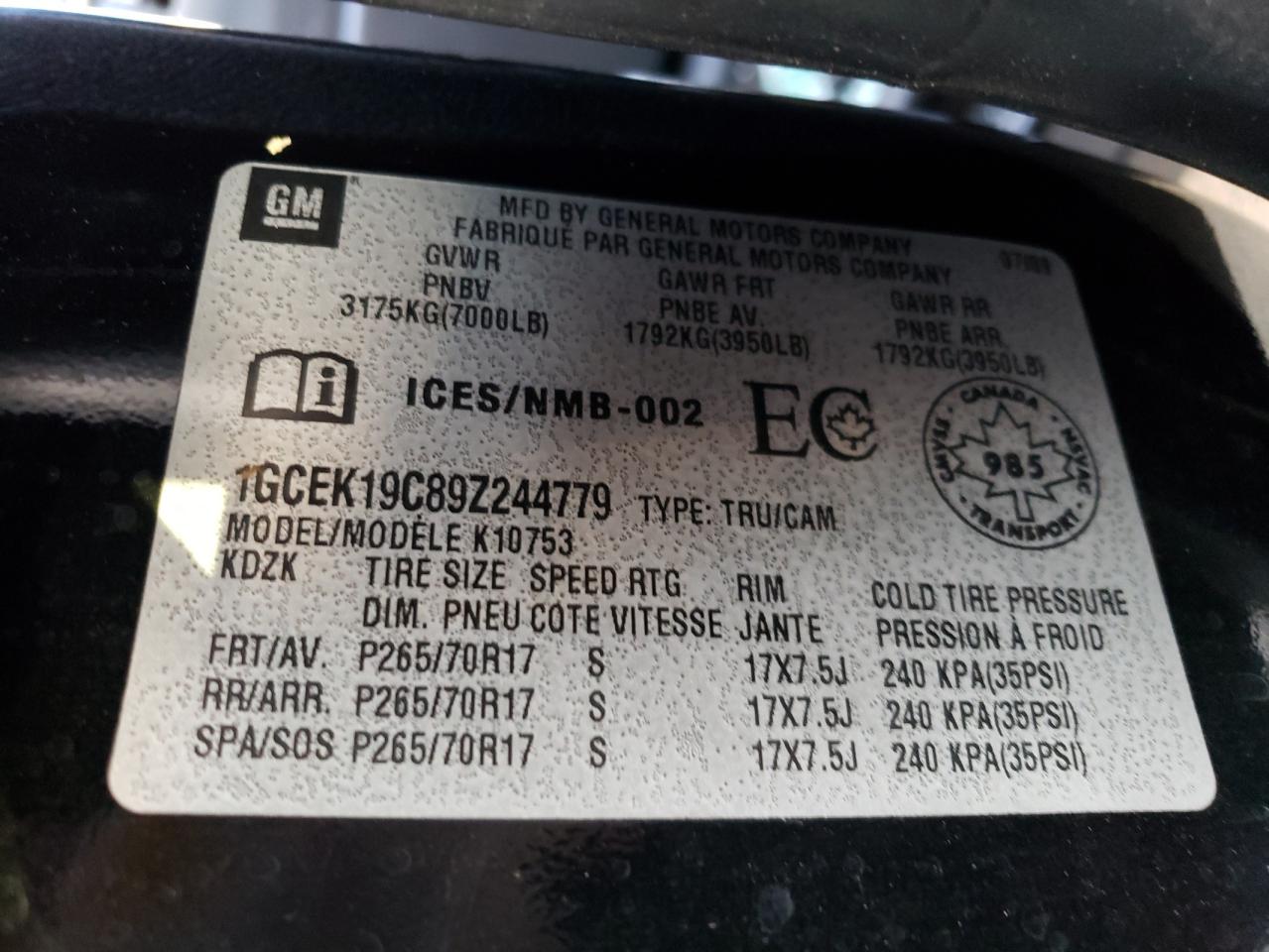 2009 Chevrolet Silverado VIN 1GCEK19C89Z244779 Copart auction photo, all over damage thumbnail 12