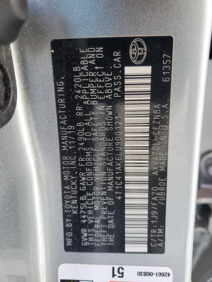 2020 Toyota Camry VIN 4T1C11AK6LU900121 Copart auction photo, front end damage thumbnail 12