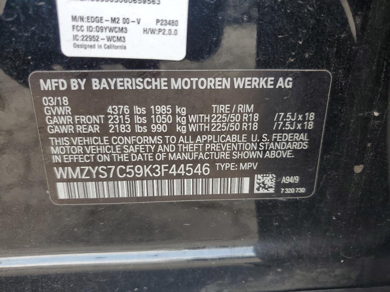 2019 MINI Cooper VIN WMZYS7C59K3F44546 Copart auction photo, side damage thumbnail 14