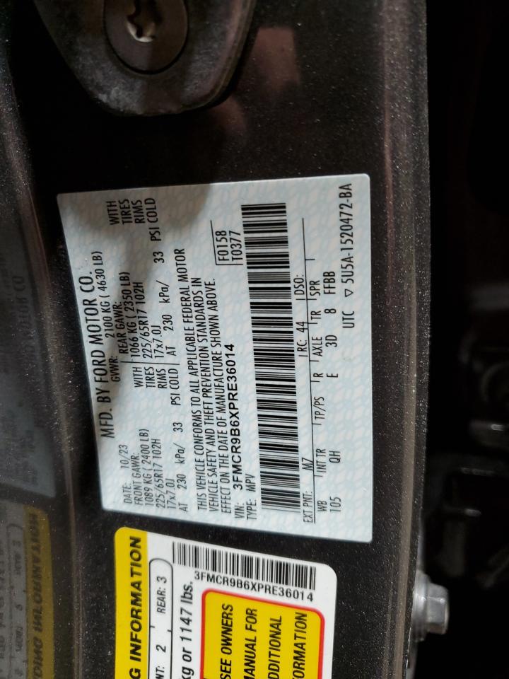 2023 Ford Bronco VIN 3FMCR9B6XPRE36014 Copart auction photo, front end damage thumbnail 14