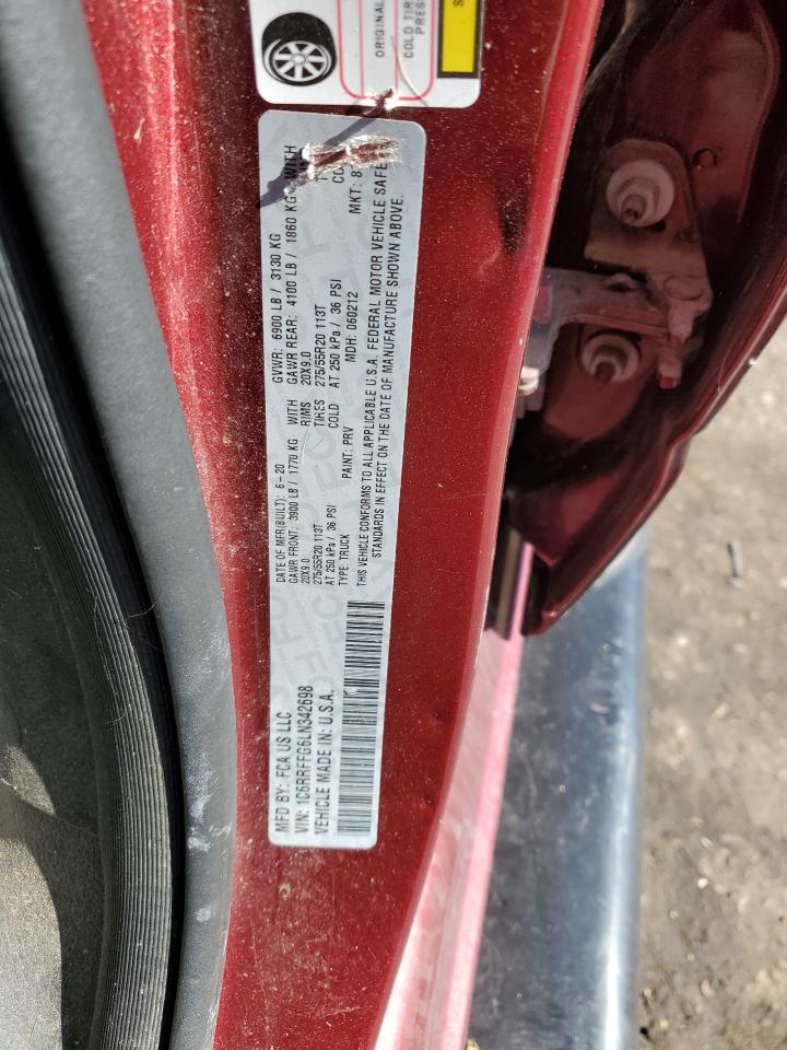 2020 RAM 1500 VIN 1C6RRFFG6LN342698 Copart auction photo, front end / minor dent/scratches damage thumbnail 12