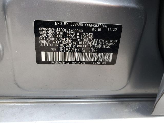 2020 Subaru WRX VIN JF1VA2E6XL9831393 Copart auction photo, all over / undercarriage damage thumbnail 13