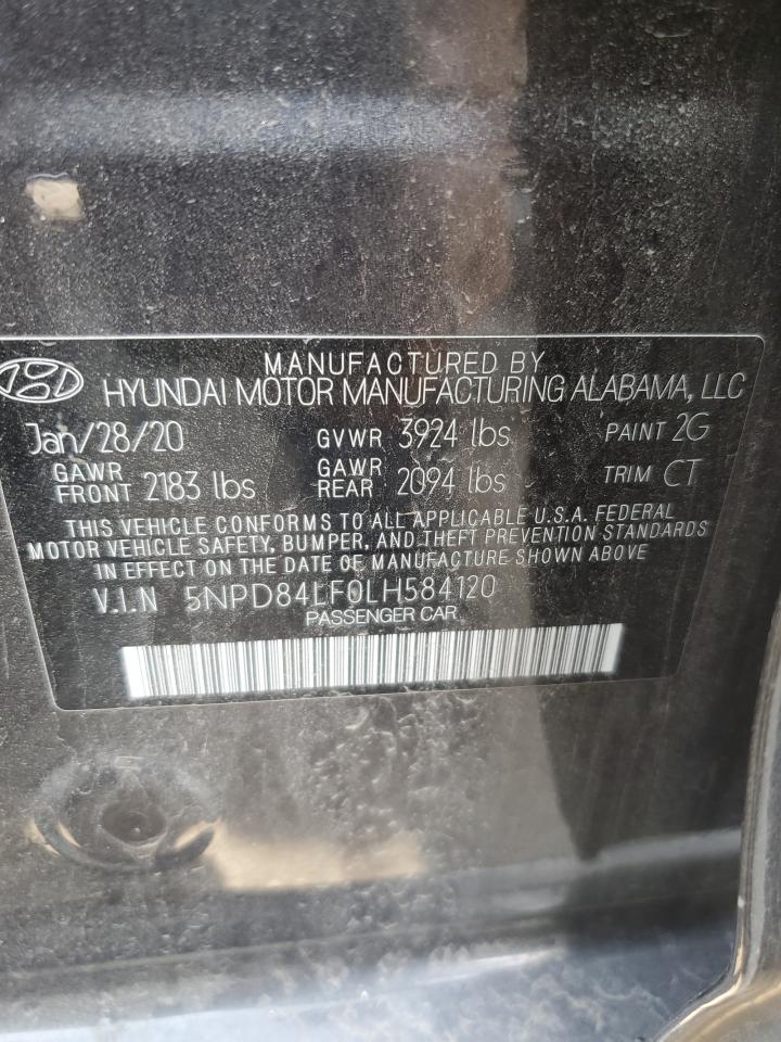 2020 Hyundai Elantra VIN 5NPD84LF0LH584120 Copart auction photo, vandalism damage thumbnail 12