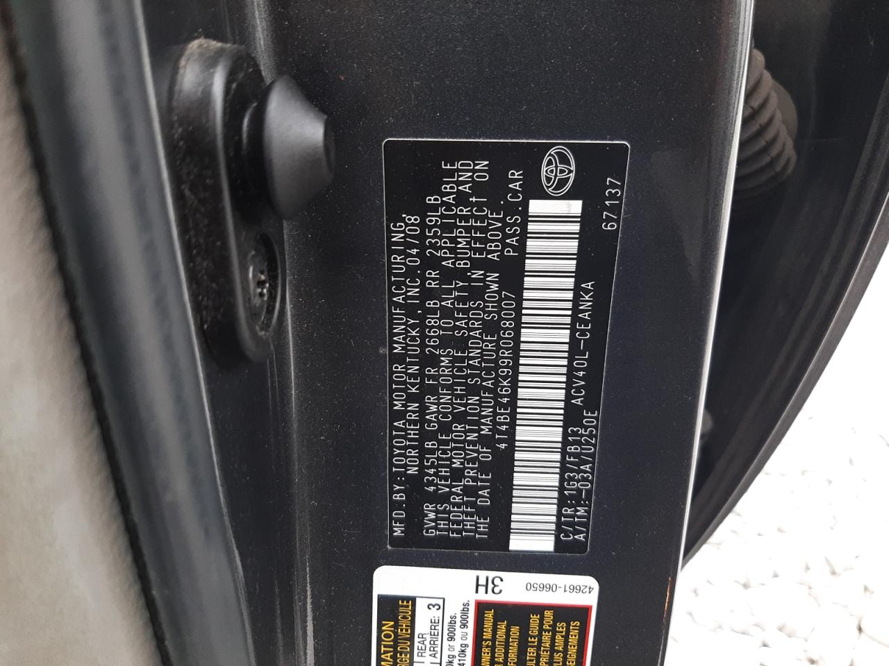 2009 Toyota Camry VIN 4T4BE46K99R068007 Copart auction photo, minor dent/scratches damage thumbnail 12