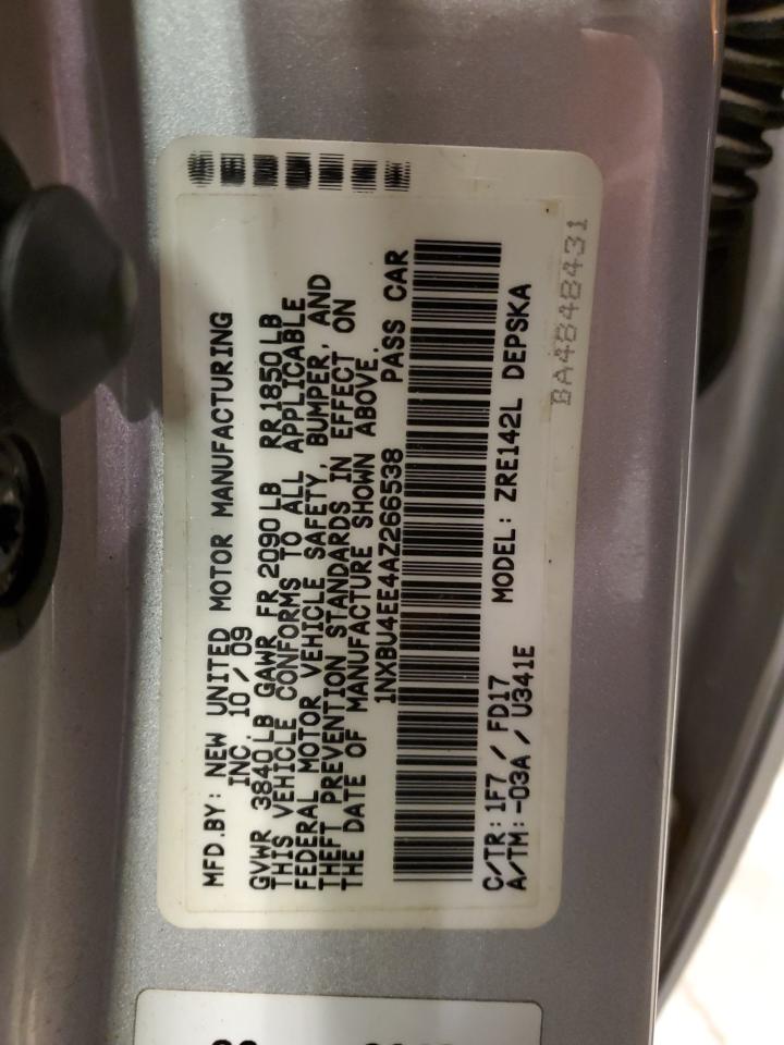 2010 Toyota Corolla VIN 1NXBU4EE4AZ266538 Copart auction photo, front end / side damage thumbnail 14