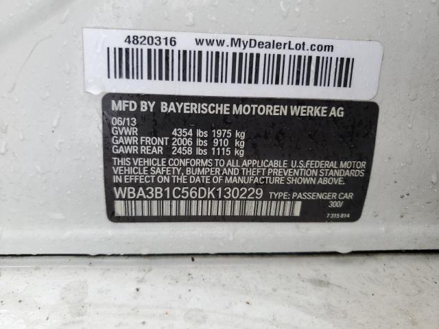 2013 BMW 3er VIN WBA3B1C56DK130229 Copart auction photo, front end / minor dent/scratches damage thumbnail 12