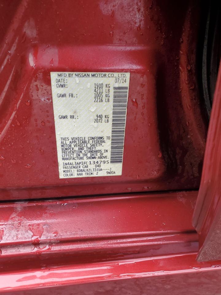 2015 Nissan Altima VIN 1N4AL3AP1FC134795 Copart auction photo, all over damage thumbnail 12