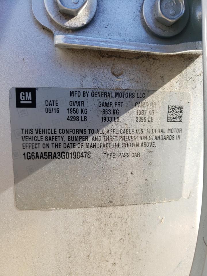 2016 Cadillac ATS VIN 1G6AA5RA3G0190478 Copart auction photo, rear end / front end damage thumbnail 12