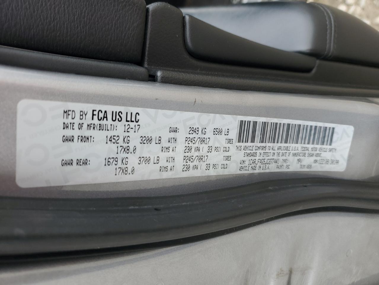 2018 Jeep Grand Cherokee VIN 1C4RJFAG5JC277441 Copart auction photo, front end damage thumbnail 16